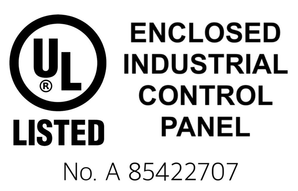 Logo for UL Listed Enclosed Industrial Control Panel, No. A 85422707, certified for Apex Industrial Automation