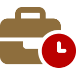 Vector icon of a tool box behind a red clock for the Emergency Support button on the Apex Mobile App for 24/7 assistance.