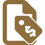 Vector icon of a price tag in front of a document for the Request a Quote Form button on the Apex Mobile App.