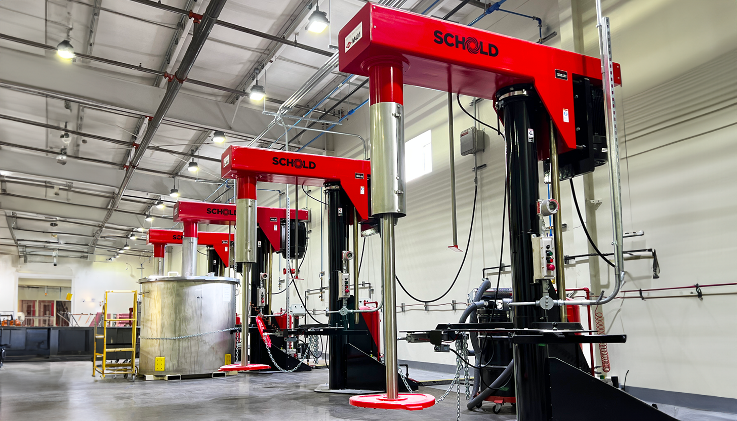 Four industrial mixers in operation, powered by components supplied by Apex Industrial Automation.